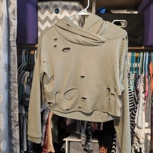 Ripped cropped hoodie